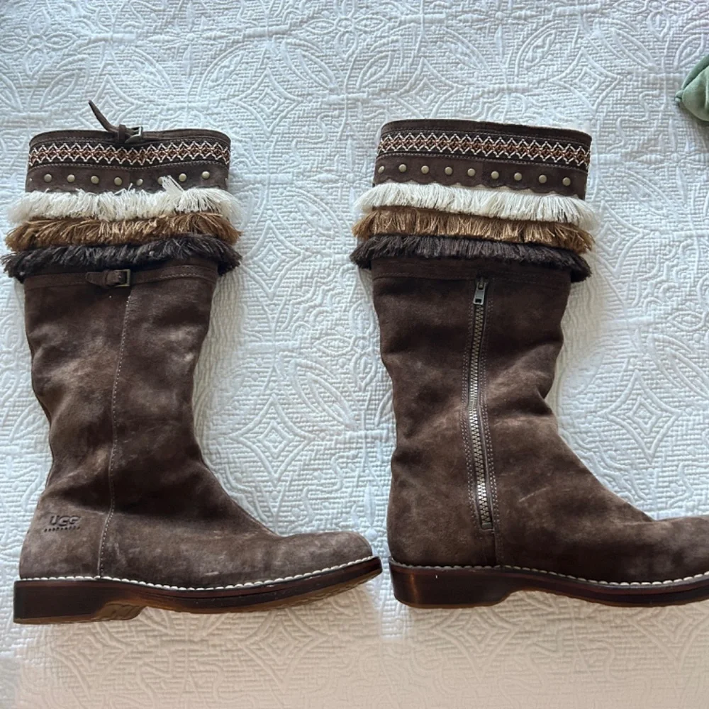 Ugg Brown and Tan Fringe Boots Size 8